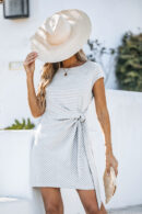Grey Striped Knotted T-Shirt Mini Dress