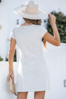 Grey Striped Knotted T-Shirt Mini Dress